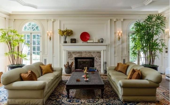The formal living room with fireplace Angelina Jolie home