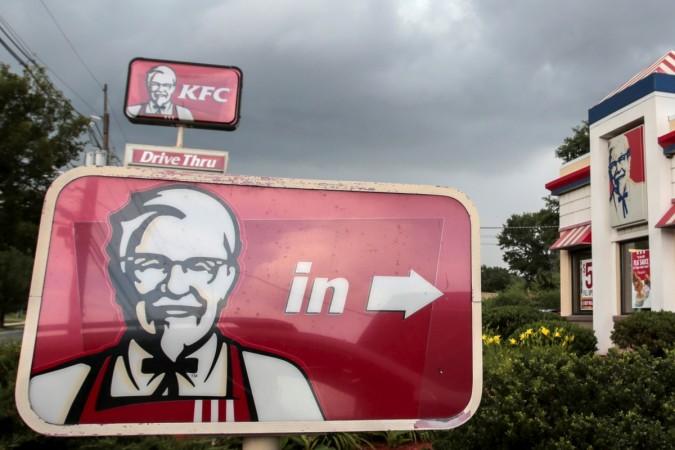 A Kentucky Fried Chicken (KFC) sign is pictured outside its restaurant in Paramus, New Jersey. KFC
