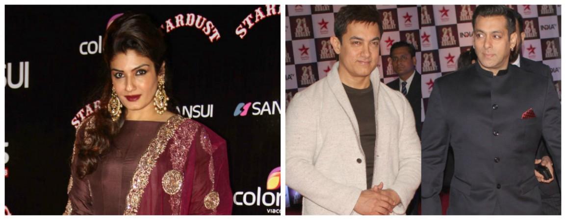 Raveena Tandon, Aamir Khan and Salman Khan Raveena Tandon, Aamir Khan and Salman Khan