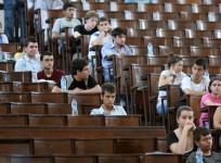 Students writing exams