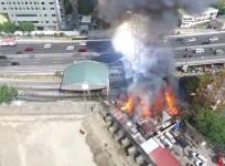 Drone captures dramatic moment pylon collapses in the Philippines