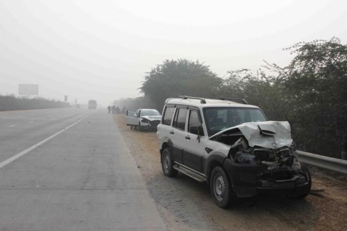 The mangled remains of the vehicles that met with an accident at Yamuna expressway in Uttar Pradesh on December 24, 2016. yamuna expressway authority, yamuna expressway cancels 17 housing projects