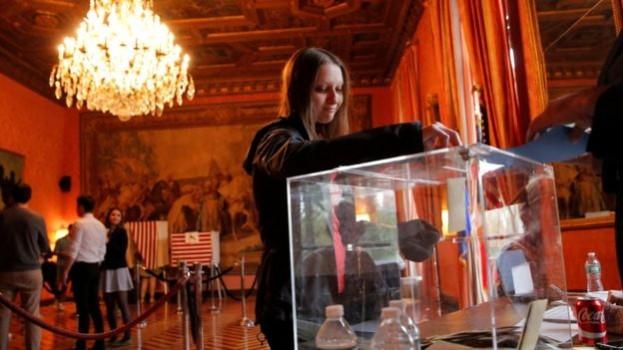 A French expat votes for the presidential elections in French consulate, New York French elections