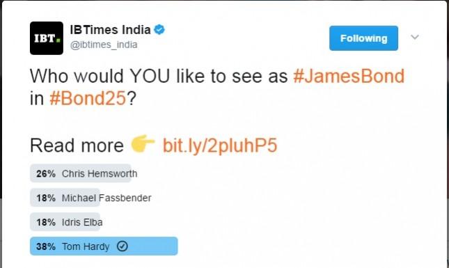 A screenshot of the Twitter poll on James Bond A screenshot of the Twitter poll on James Bond