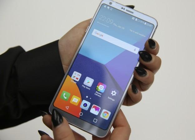 The LG G6 device is displayed at the LG stand at the Mobile World Congress in Barcelona, Spain, March 1, 2017. LG G6