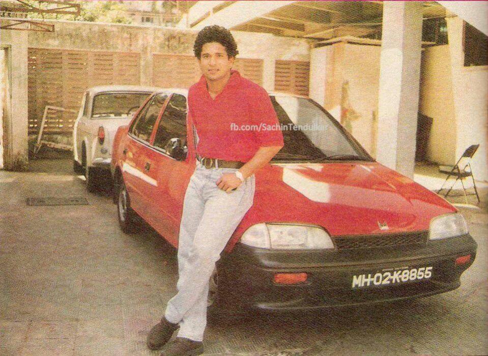 Sachin Tendulkar with one of his first cars, Maruti 1000 Sachin Tendulkar and Maruti