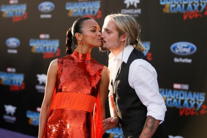 Actor Zoe Saldana (L) and husband artist Marco Perego Actor Zoe Saldana