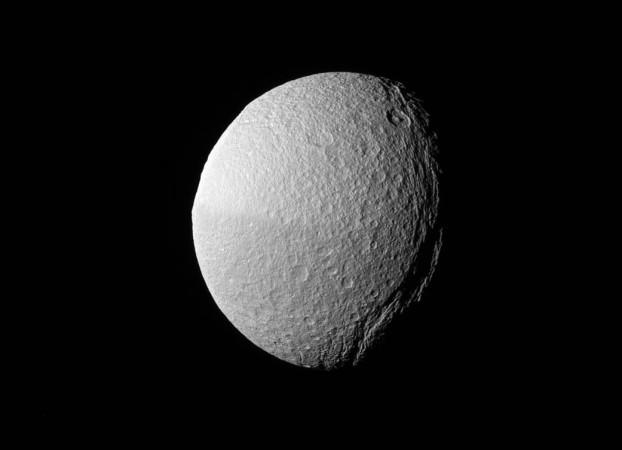 nasa, Cassini, Saturn, Tethys, moon, Saturn's moon, space,