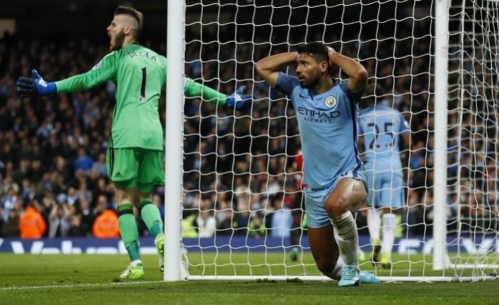 Sergio Aguero left his scoring boots at home Sergio Aguero, Manchester City, David De Gea, Manchester United, EPL