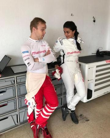 Gul Panag with Mahindra Racing driver Felix Rosenqvist Gul Panag with Mahindra Racing driver Felix Rosenqvist