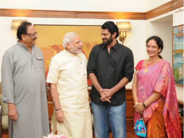 Narendra Modi with Baahubali actor Prabhas. Prabhas with Narendra Modi