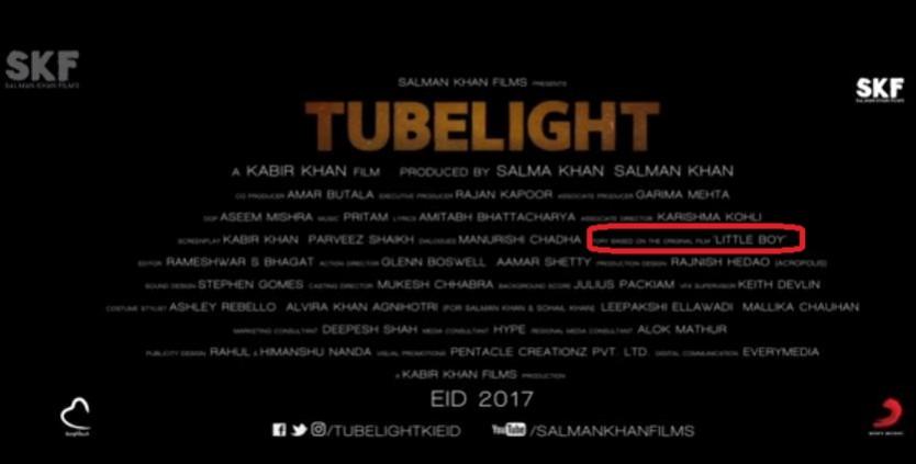 End credit of Salman Khan's Tubelight Salman Khan, tubelight