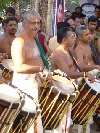 Peruvanam Kuttan Marar, leader of 'Chenda' group of Paramekkavu temple Thrissur Pooram