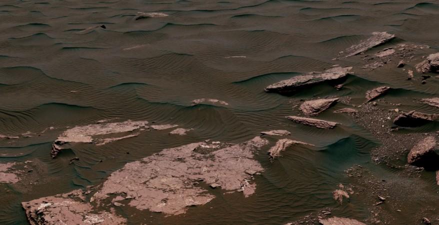 This view from the Mast Camera (Mastcam) on NASA's Curiosity Mars rover shows two scales of ripples, plus other textures, in an area where the mission examined a linear-shaped dune in the Bagnold dune field on lower Mount Sharp. nasa, Mars, Curiosity Rover, space,