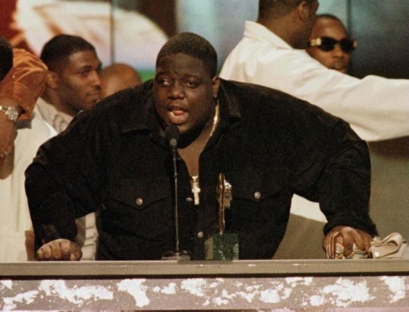 U.S. rap singer Notorious B.I.G. is shown on stage at the 1996 Soul Train Music Awards in Los Angeles in this file photograph U.S. rap singer Notorious B.I.G. or Biggie Smalls