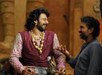 Prabhas with SS Rajamouli on Baahubali 2 set