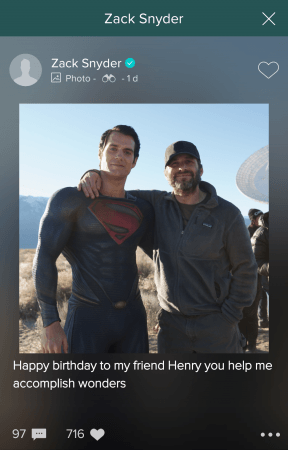 Justice League's Zack Snyder wishes Superman Henry Cavill on his birthday Superman photo zack snyder