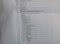 List of Pakistani and Saudi channels banned in Kashmir