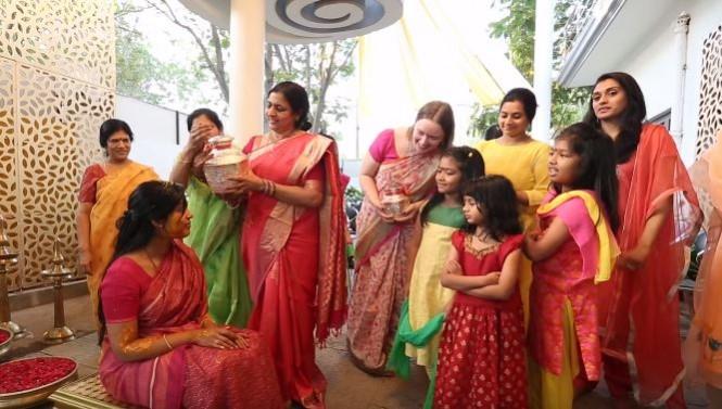 Anna Lezhneva was seen bonding big time with the members of mega family at Sreeja's wedding Anna Lezhneva was seen bonding big time with the members of mega family at Sreeja's wedding