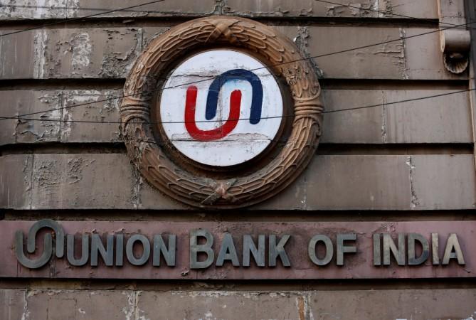 The logo of Union Bank of India is pictured on the wall of its branch in Kolkata, India, . union bank of india, ubi, ubi share price, bank shares, banks, indian banks, bank loans, npa ordinance, bank stocks, sensex