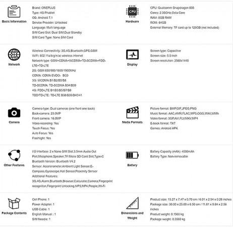 OnePlus 5 specs sheet and pricing info leaks online OnePlus 5 specs sheet