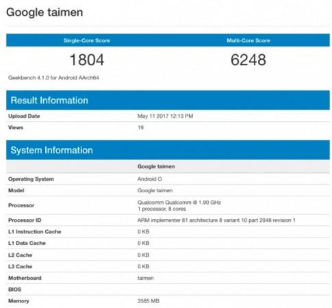 Google Taimen appears on Geekbench 4.1 running Android O out of the box Google Taimen