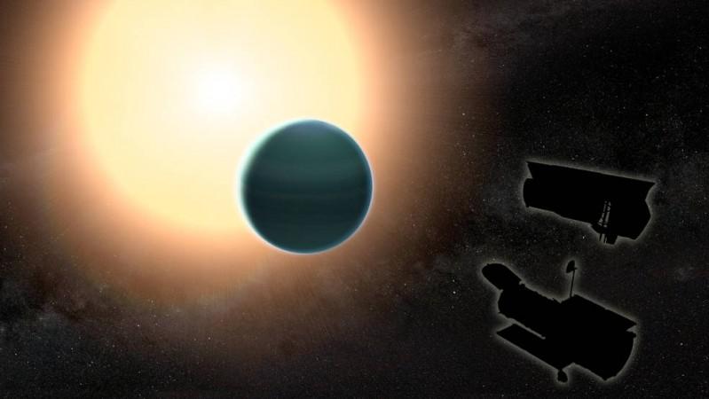 The atmosphere of the distant nasa, exoplanet, warm Neptune, space, HAT-P-26b,