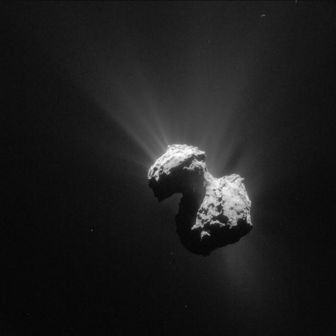 A single frame Rosetta navigation camera image of Comet 67P/Churyumov-Gerasimenko. Comet 67P, oxygen, space, discovery,