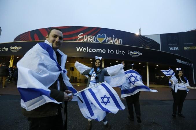 Israel's fans wave flags before the Eurovision Song Contest 2017 Grand Final at the International Exhibition Centre in Kiev, Ukraine. Eurovision 2017