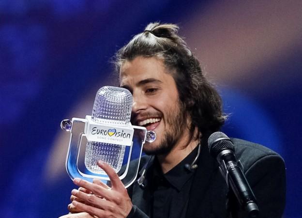 Portugal's Salvador Sobral celebrates after winning the grand final of the Eurovision Song Contest 2017 at the International Exhibition Centre in Kiev, Ukraine. Eurovision