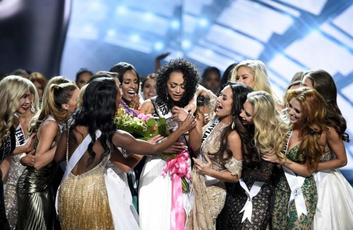 Miss District of Columbia Kara McCullough reacts after being crowned 2017 Miss USA. Miss USA 2017