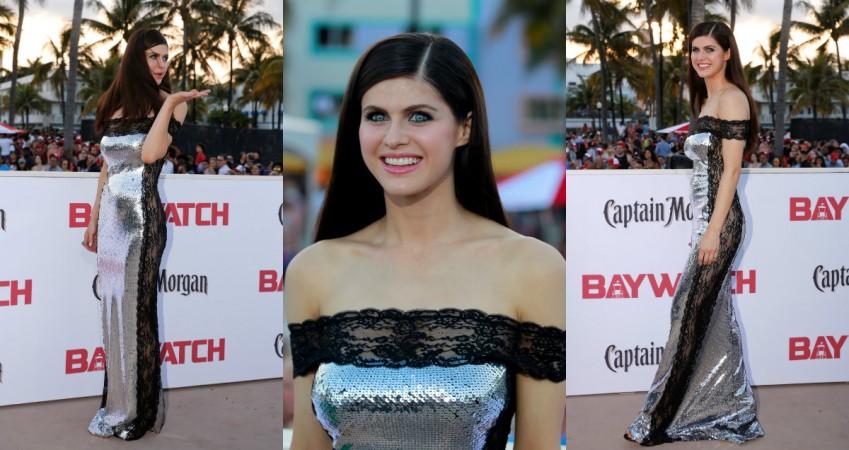 Actress Alexandra Daddario attends the premiere of R-Rated film Baywatch at Miami Beach on May 13, 2017. Baywatch premiere