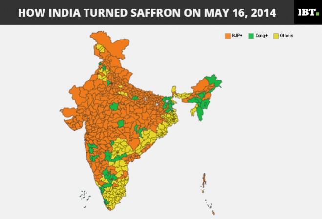 The electoral map of India as it had looked on May 16, 2014. Lok Sabha elections 2014