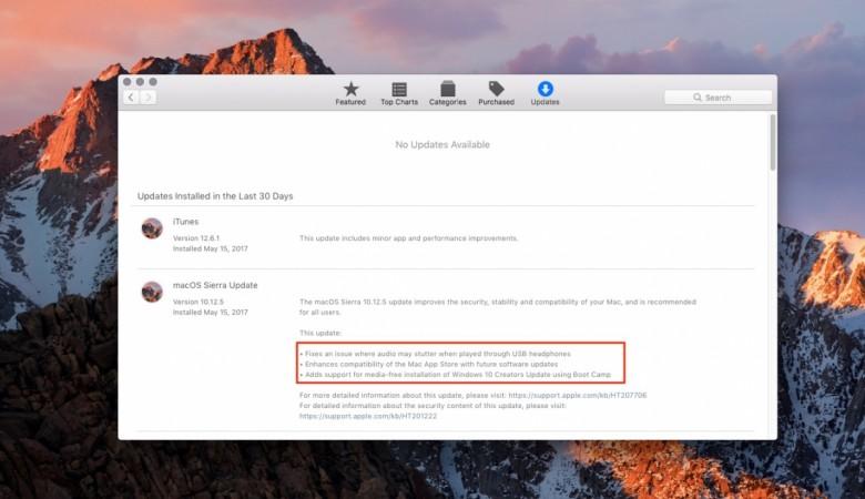 macOS Sierra 10.12.5 update