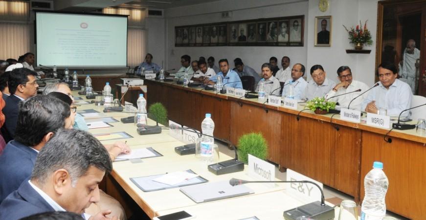 Railway Minister Suresh Prabhu addressing the Round Table Conference on the suresh prabhu, indian railways, railway minister, data analytics, seminar on indian railways, trains, tickets, rail fare