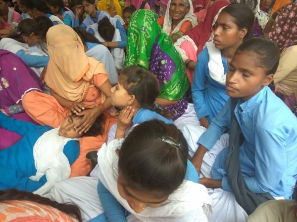 Girl students from Rewari Government school on day 8 of their hunger strike Girl students from Rewari Government school on day 8 of their hunger strike