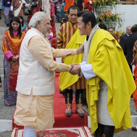 Prime Minister Narendra Modiwith King of Bhutan, His Majesty Jigme Khesar Namgyel Wangchuck, in Thimphu, Bhutan, on June 16, 2014. Narendra Modi