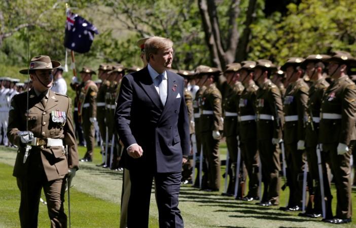 King Willem-Alexander of the Netherlands reviews the Australian military honour guard during his visit to Government House in Canberra, Australia, November 2, 2016. King Willem-Alexander