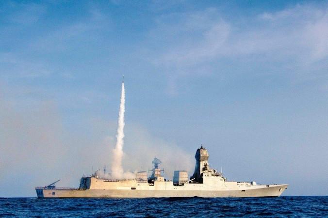 In picture: INS Kochi tests the LRSAM system on May 16. INS Kochi