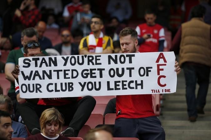 Arsenal majority owner Stan Kroenke wasn't exactly the most popular person at the Emirates on Sunday, May 21, 2017 Arsenal fans, Stan Kroenke, Emirates, Everton, English Premier League