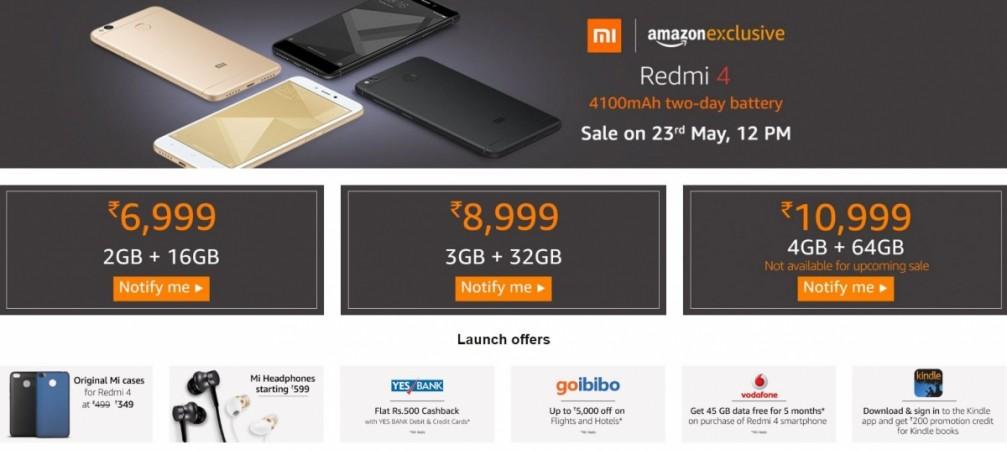 Xiaomi Redmi 4 promotional launch offers revealed ahead of sale on Amazon India Amazon India, promotional offers, Redmi 4, Xiaomi,