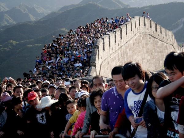 People walking on the Great Wall of China China