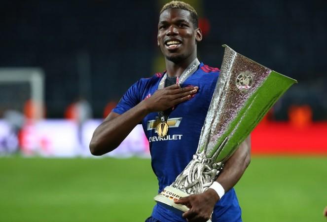 Paul Pogba scored the opening goal for Manchester United in the Europa League final, May 24, 2017 Paul Pogba, Manchester United, Europa League, final, Ajax