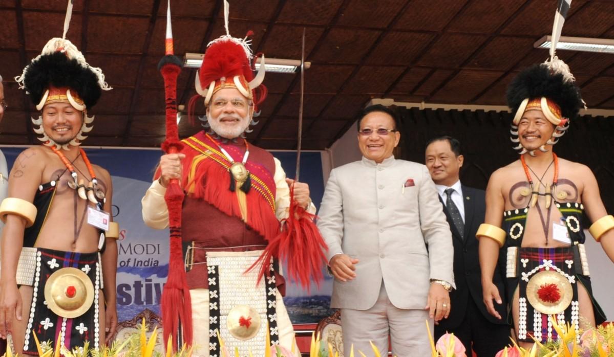 Narendra Modi at the Hornbill festival in Nagaland Narendra Modi