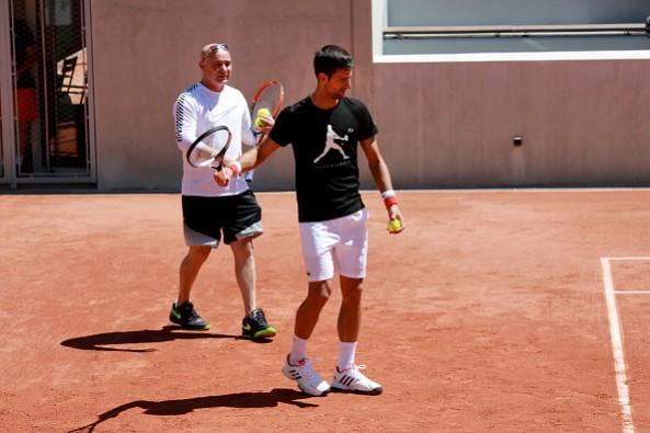 Andre Agassi and Novak Djokovic ahead of the French Open. Andre Agassi, Novak Djokovic, French Open, Steffi Graff
