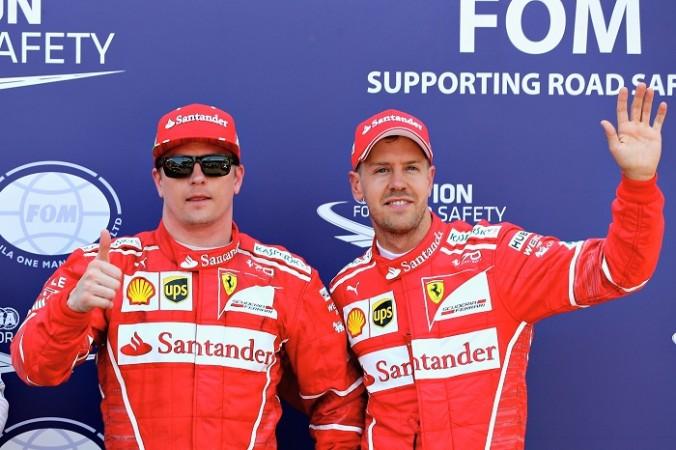 Kimi Raikkonen and Sebastian Vettel. Kimi Raikkonen, Sebastian Vettel, Valtteri Bottas, Lewis Hamilton, Monaco Grand Prix, Formula One