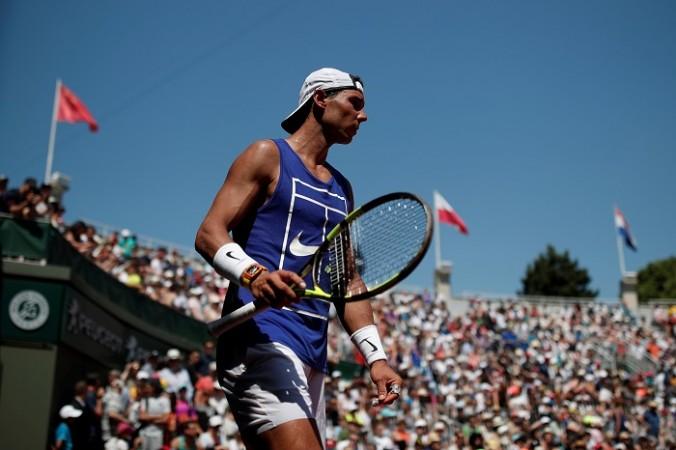 Rafael Nadal during a practice session ahead of his opening French Open match, May 27, 2017 Rafael Nadal, French Open, Roland Garros, first round, Benoit Paire