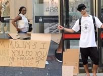 People Queue Up For Free Hugs Offered By Blindfolded Muslim Man In Manchester