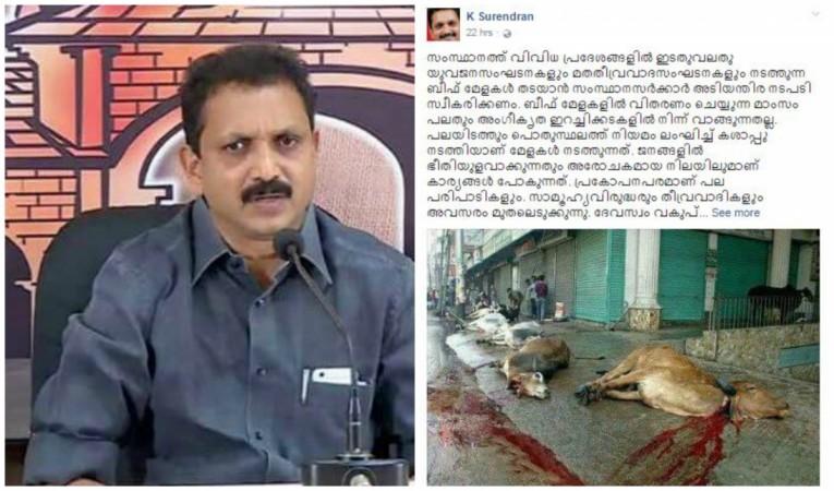 K Surendran facebook post K Surendran, K Surendran facebook post, K Surendran wrong photo, Kerala beef fest