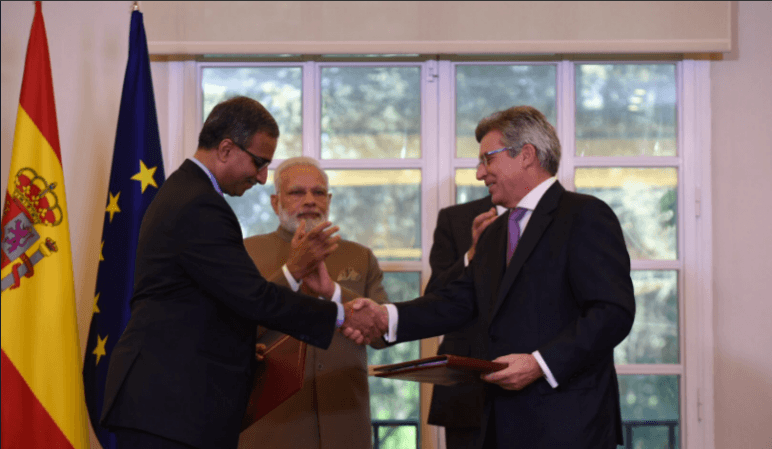 Seven agreements in fields like cyber security, renewable energy and technical cooperation in civil aviation were signed between India and Spain. Modi Rajoy